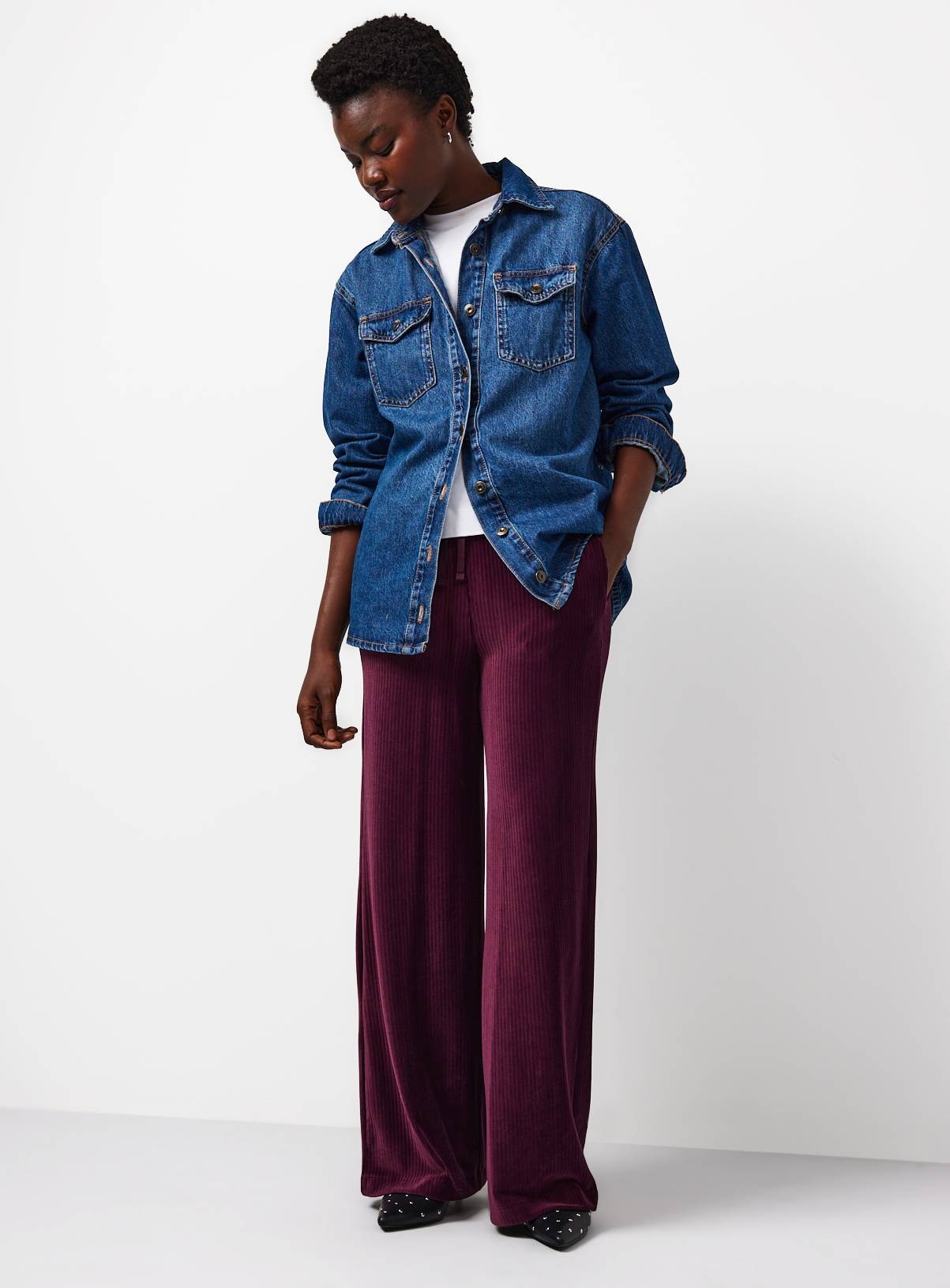 Burgundy Corduroy Wide Leg Trousers 8 - Image 2